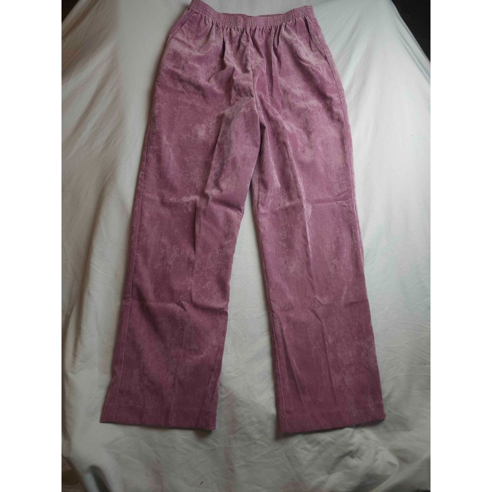 Alfred Dunner Corduroy Pants Womens 14 Mauve Purple Elastic Waist Casual Ankle